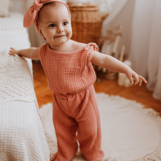 Modern muslin jumpsuit - apricot color