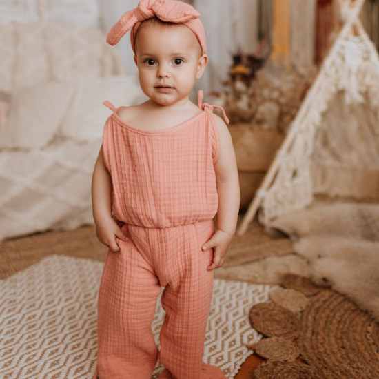 Modern muslin jumpsuit - apricot color