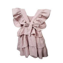 Muslin dress with ruffles - powder pink