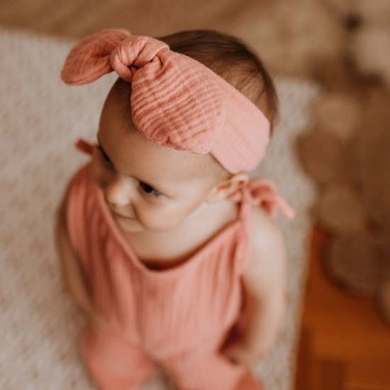 Muslin headband in apricot color