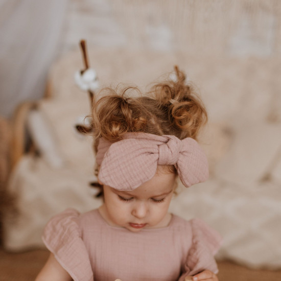 Muslin headband in powder pink