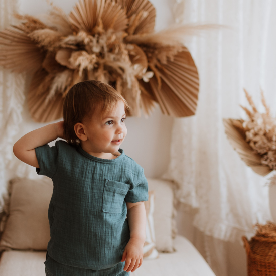 Children's muslin t-shirt - dark blue Children's muslin t-shirt - dark blue