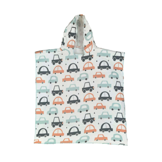 A muslin car print poncho