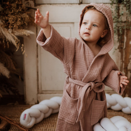 Muslin Bathrobe - powder pink