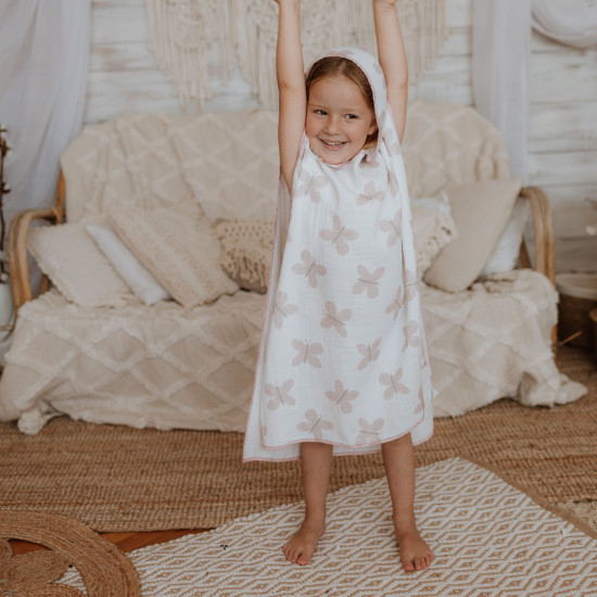 A muslin butterfly print poncho