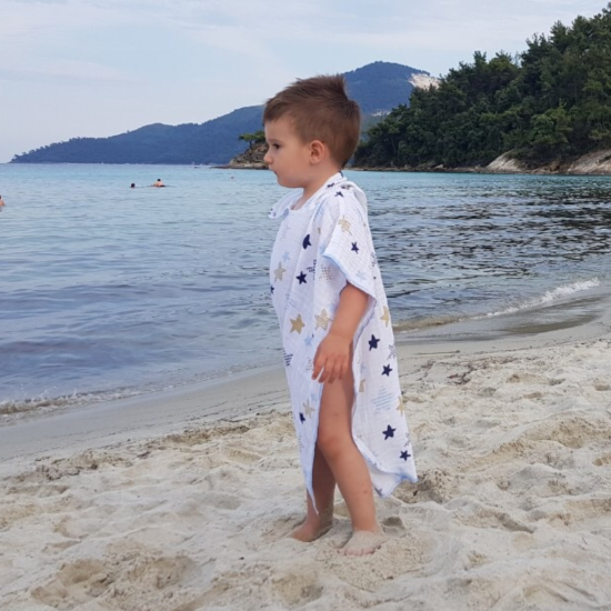 Beach Poncho Blue Stars