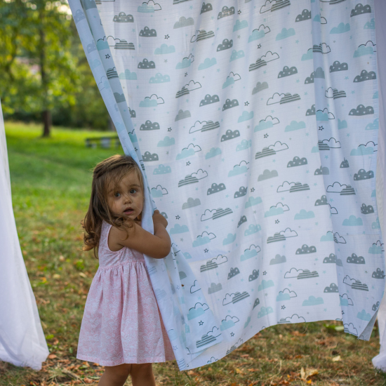 Multi-purpose muslin diaper Clouds