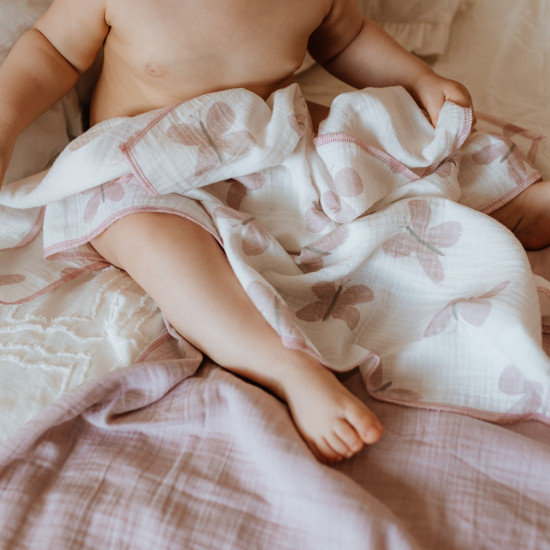 Multi-purpose muslin diaper butterfly themed 2/1