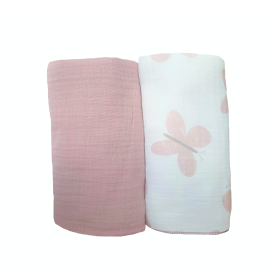 Multi-purpose muslin diaper butterfly themed 2/1