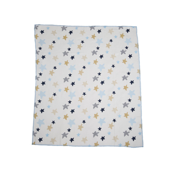 Multi-purpose muslin diaper - blue and grey stars