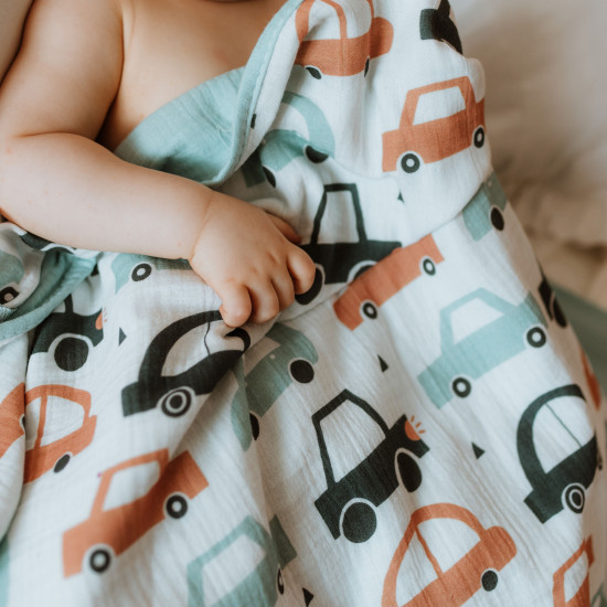 Muslin Car Print Blanket