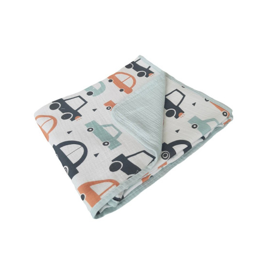 Muslin Car Print Blanket