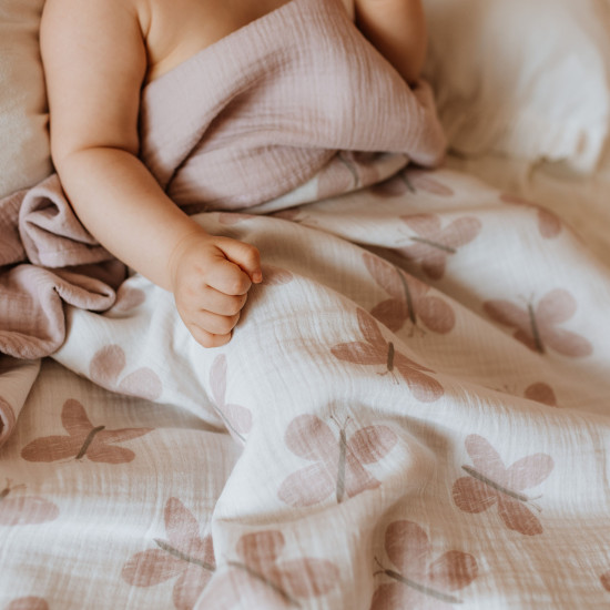 Muslin Butterfly Print Blanket